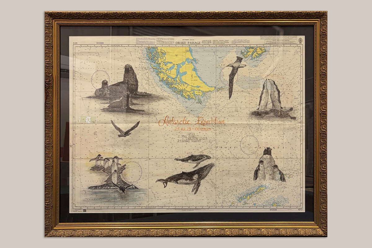 Framed map of the antarctic expedition