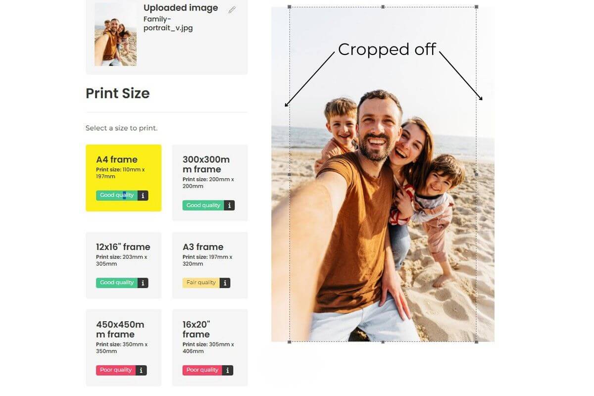 Cropping off images proportionally Print + Frame image cropping tool