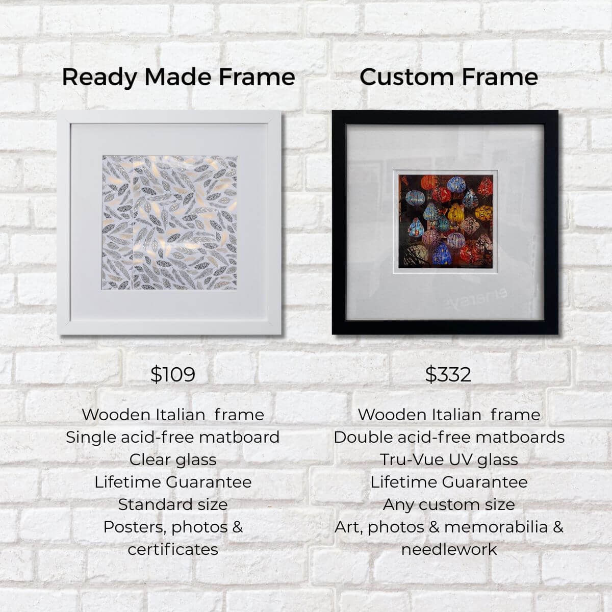 Custom framing vs ready made frames Ready-made frames and custom framing differences