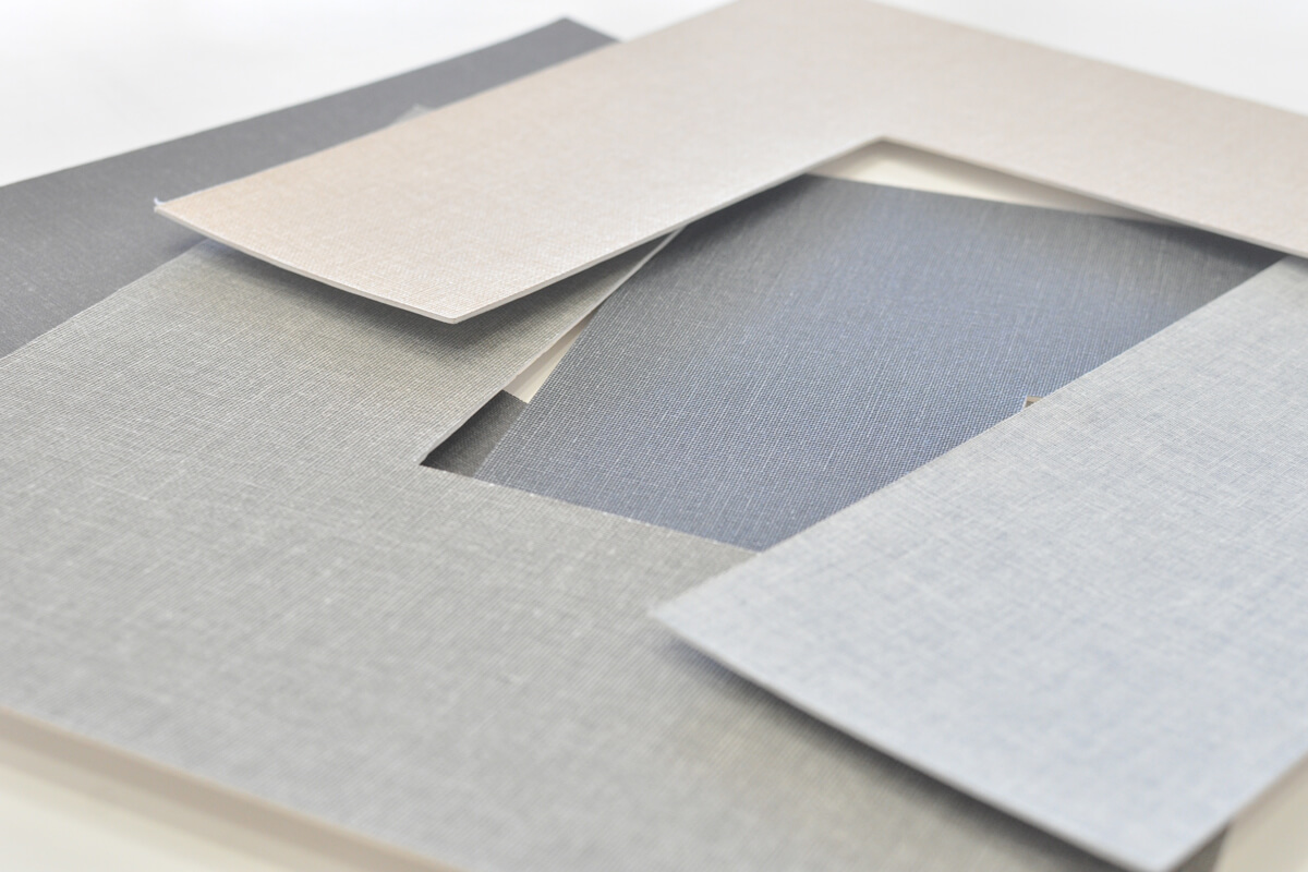 Premium white core matboard Mat board samples showing premium acid-free mats