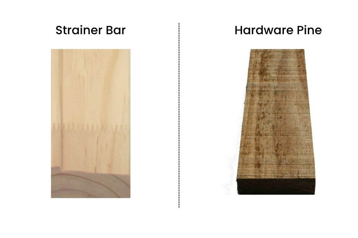 Professional strainer bar vs hardware pine timber