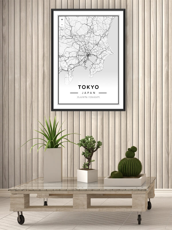 Tokyo travel map poster Travel poster of Tokyo map framed decor