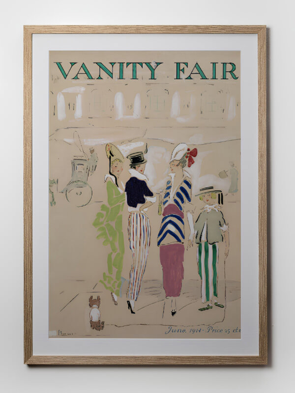 Vanity fair magazine framed june 1914 Vintage vanity fair June 1914 magazine framed in oak picture frame