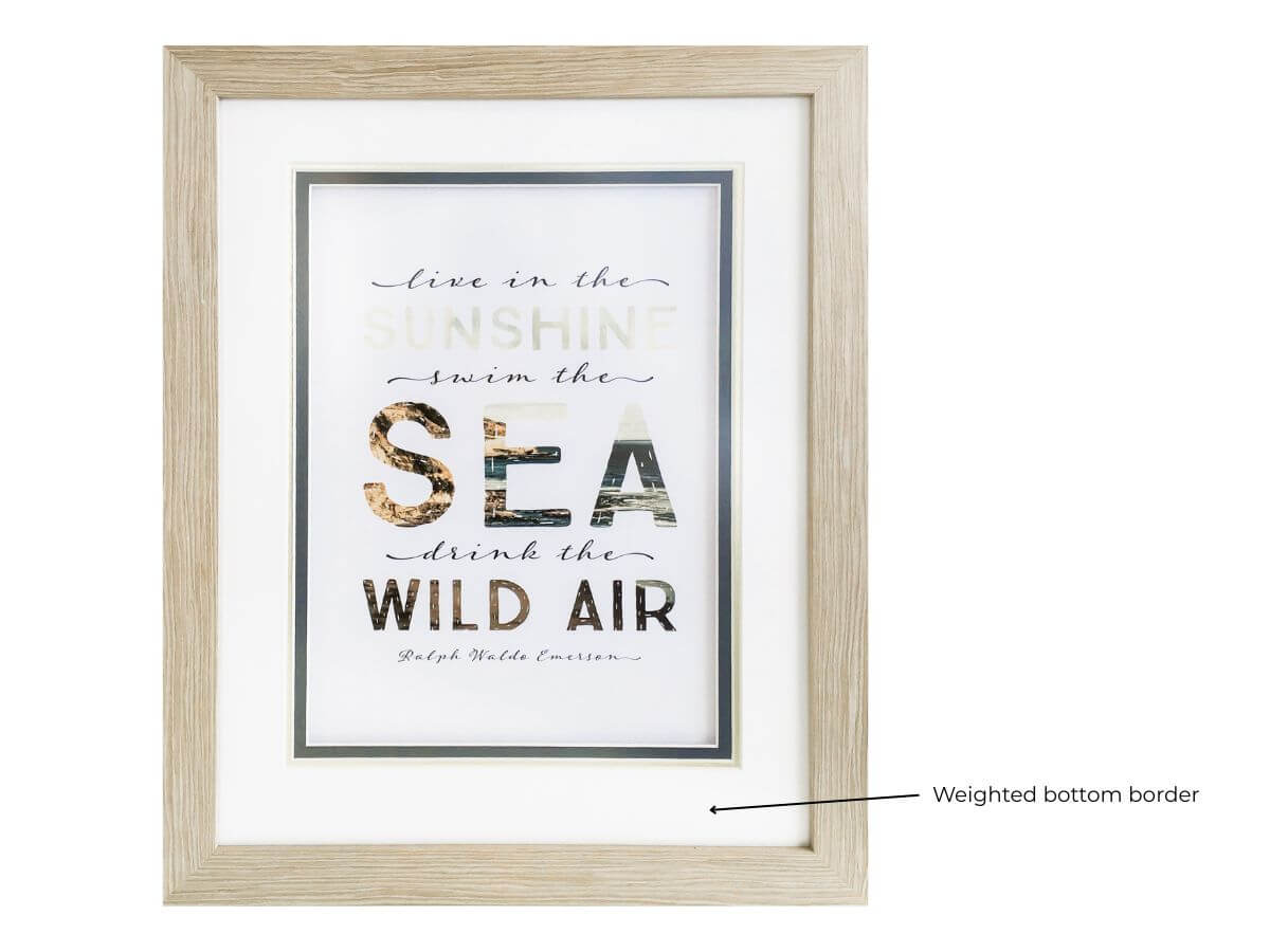 Bottom weighted matboard border